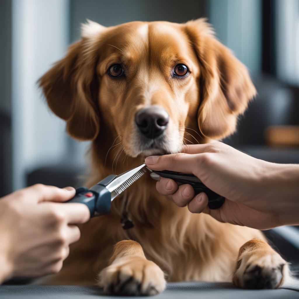 A person gently clip a dog’s claws during a calm nail-trimming session